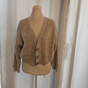 isabella d made in italy Oatmeal Begie Cropped Cardigan Small Medium Wool Blend